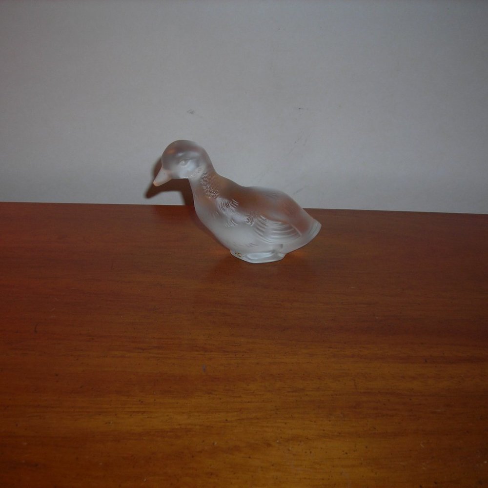 BACCARAT France frosted crystal DUCK paperweight